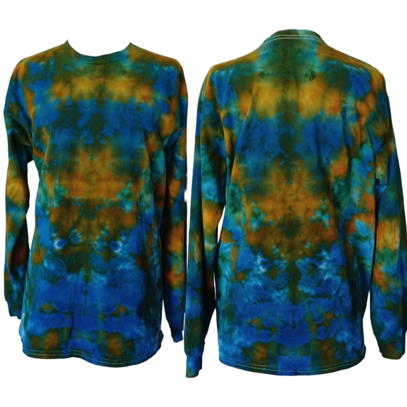 Summer at The Lake Adult Large Long Sleeve Scrunch Tie Dye Tee - Picture 4 of 7